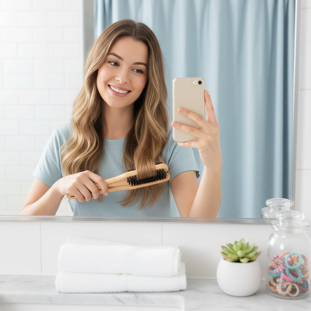 Wooden Hair Straightening Comb Brush โ Heatless Natural Hair Smoother