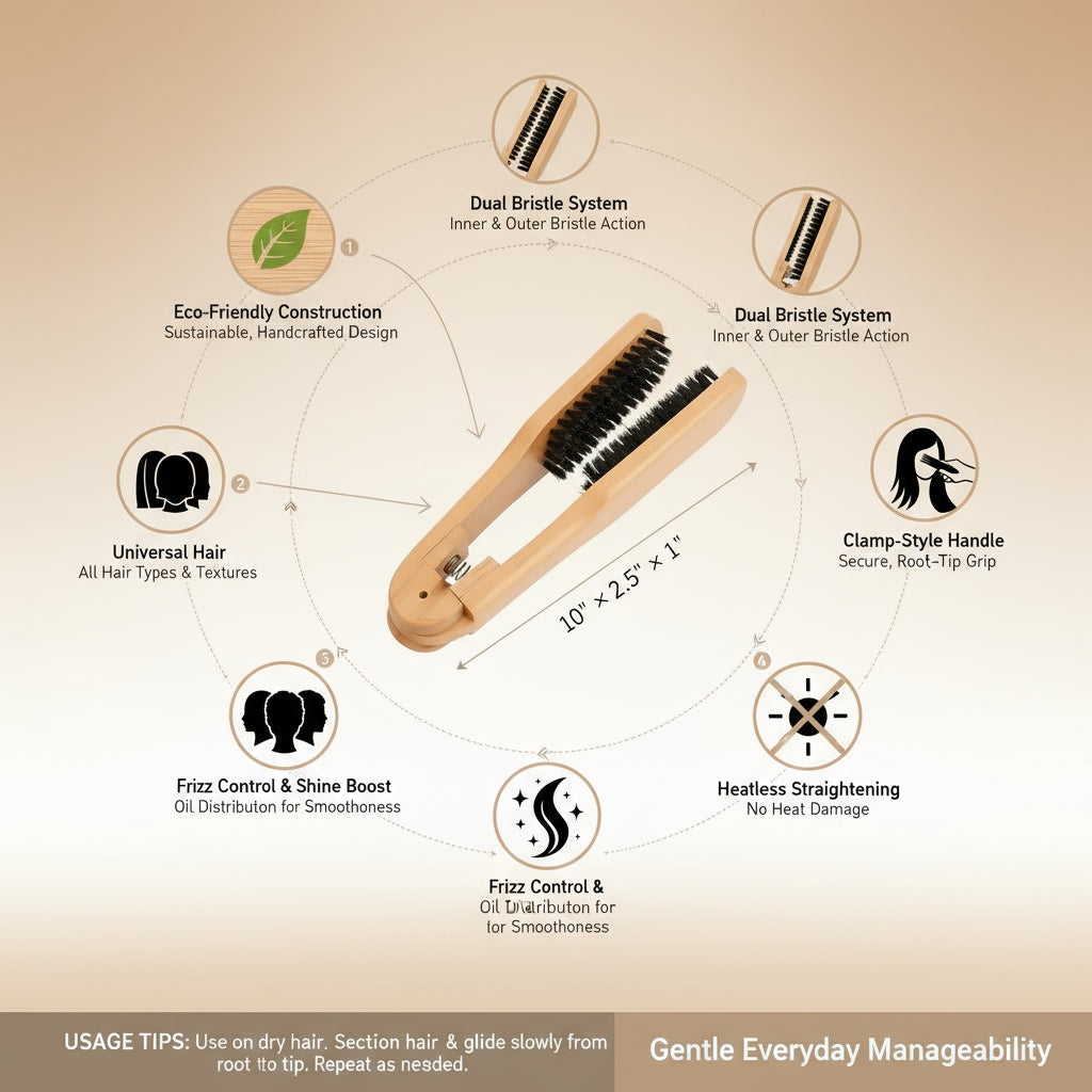 Wooden Hair Straightening Comb Brush โ Heatless Natural Hair Smoother