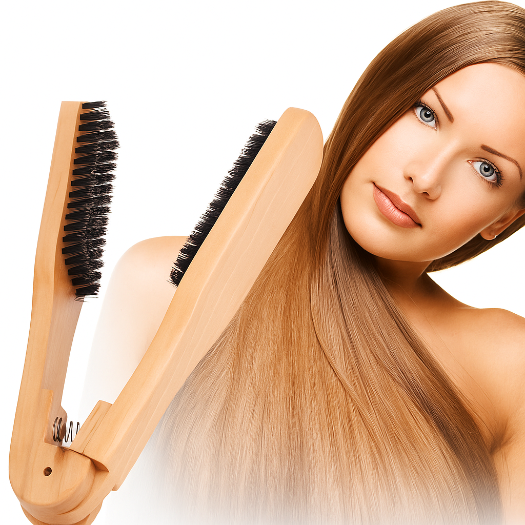 Wooden Hair Straightening Comb Brush – Heatless Natural Hair Smoother
