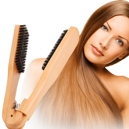 Wooden Hair Straightening Comb Brush – Heatless Natural Hair Smoother